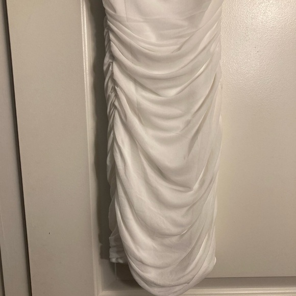 Mesh Behavior Invisible Strap Ruched Mini Dress NWOT - Picture 6 of 12